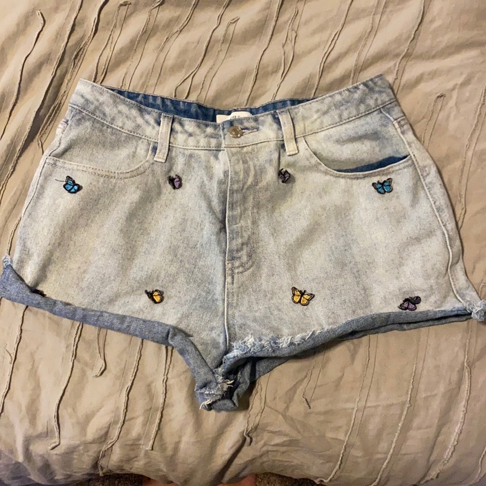 High waisted denim shorts